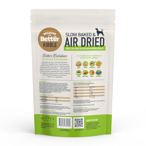 Because It’s Better Slow Baked & Air Dried Dog Food - Real Chicken & Veggies - Complete & Balanced Dry Dog Food - Grain Free, High Protein, Natural Nutrition for All Life Stages, 1 lb Bag