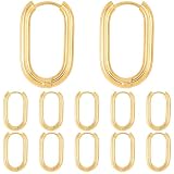 SUNNYCLUE 1 Caja, 12 Pares de Pendientes Ovalados Tipo Huggie Chapados En Oro de 18 Quilates, Juegos de Aros para Pendientes de Oro, Ganchos de Metal de Acero Inoxidable con Cierre de Palanca para la