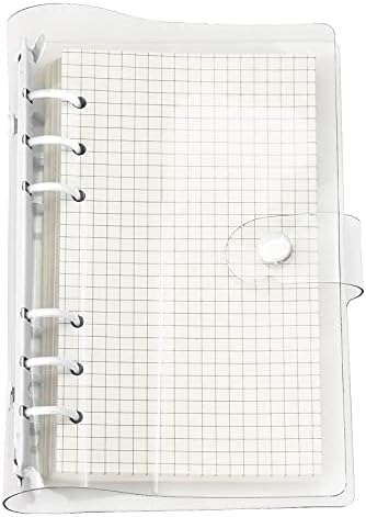 A6 A5 6-Holes Colorful PVC Cover Round Ring View Binder with Snap Button Closure File Folder (Black Rain, A6 Mini Set)