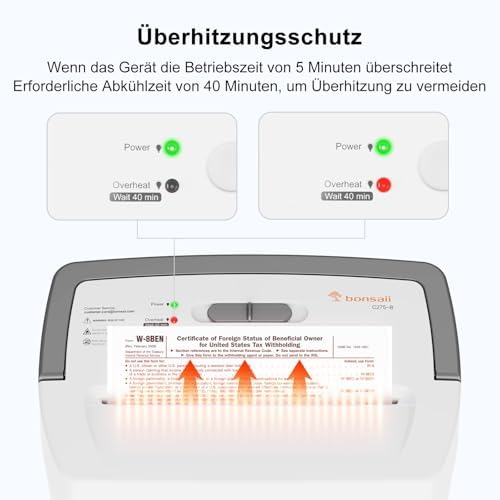 Bild 4 - Bonsaii 10-Blatt Aktenvernichter P4, Mikroschnitt schredder für 21L Behälter, Anti-Blockier-System & Überhitzungsschutz für Büro/Homeoffice, C275-B