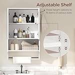 Bathroom Wall Cabinet with Mirror, Medicine Cabinet with 2 Door and Adjustable Shelf, Wall Mounted Over The Toilet Storage Cabinet with Towel Bar for Bathroom Laundry Room Kitchen, White - Image 4
