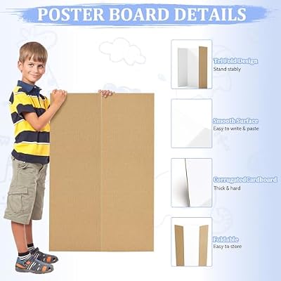 AKONEGE 2 Pack 36 x 48 Trifold Poster Board for Presentation, White Corrugated Cardboard Large Tri Fold Poster Board for Science Fair, Office & School Projects, Photo Displays, Exhibitions Event