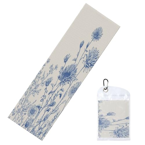 Woshuwo Toallas refrescantes azules de crisantemo y margaritas para cuello y cara, 40 x 12 pulgadas, trapos suaves y transpirables, para deportes, yoga, golf, gimnasio