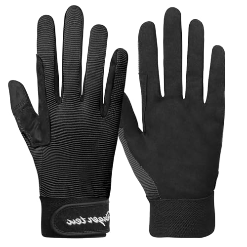 AXKAL Horse Riding Gloves Women Professional Equestrian Horseback Value Pair, Ladies Riding Gloves Mittens Breathable Stretchable for Youth Girls Outdoor Sport (Kids-Black, S)