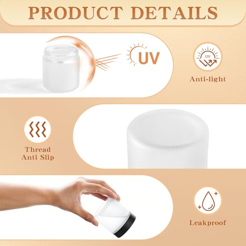 NOOEEISS Glass Jars with Lids,Eco-Friendly Cosmetic Containers with Airtight Black Lids & Liners, Multi-Color Options for Cream, Lotion, Body Butter, DIY Skincare Travel Jars (Clear Frosted, 4oz)
