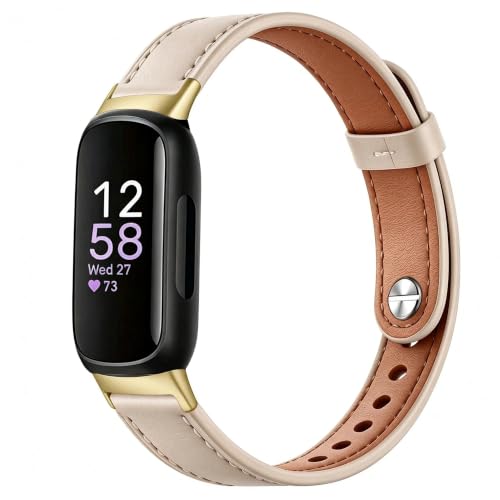EVPLNT Leather Band for Fitbit Inspire 3 Bands,Beige/Gold by EVPLNT - Used condition - US$15.32