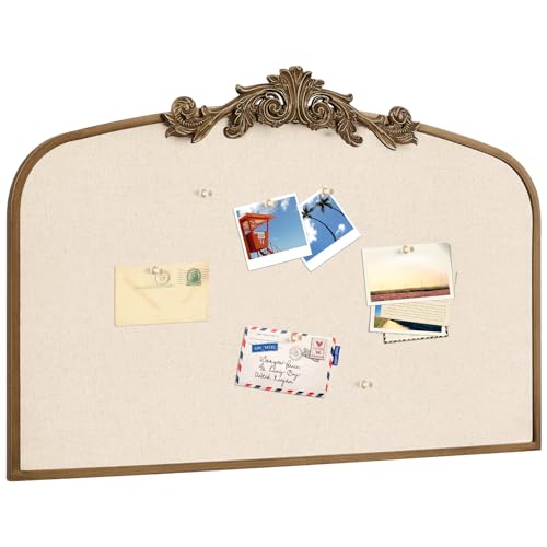 Wonderjune Vintage Framed Pin Board Linen Display Bulletin Board Large