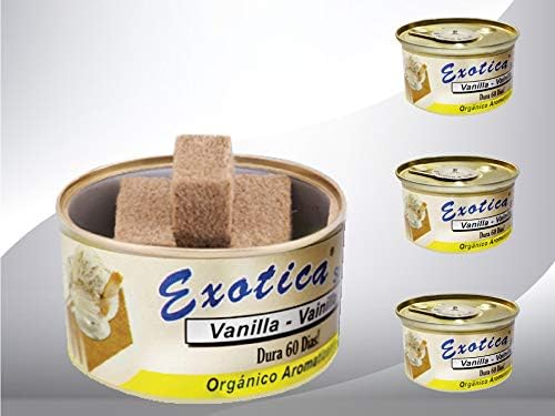Exotica Car Air Freshener | Spill-Proof Can | Organic | for Home & Auto | Long Lasting Freshness | (Pack of 12) Vanilla