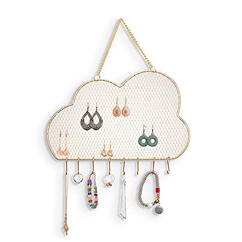 Porte bijoux Boucle d'oreille murale en métal Organisateur suspendu Boucle d'oreille Bijoux Organisateur Organisateur de boucles d'oreilles décoratives for boucles d'oreilles, colliers, bracelets avec Cover