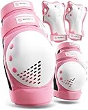 SKATEWIZ Protecciones Patines Adulto - Protecciones Skate Adulto - Protectores Patines de Hielo - Protección Skateboard y Patinaje en Línea - SMASH Talla L Rosa y Blanco