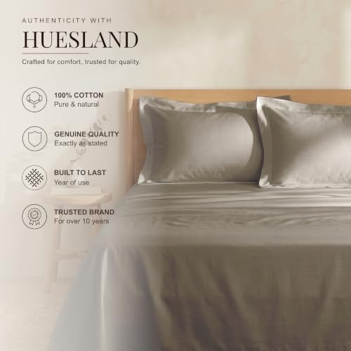 Image of Huesland Premium 100% Cotton Luxe Soft Touch 300 Thead Count Pillow Cover Set of 2 - Vintage Khaki