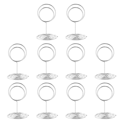 10Pcs Table Number Holders Silver Place Card Holders Wire Picture Stands Menu Clips Short Place Card Holder for Wedding Party Graduation Reception Restaurant Office Home Centerpiece Decorations
