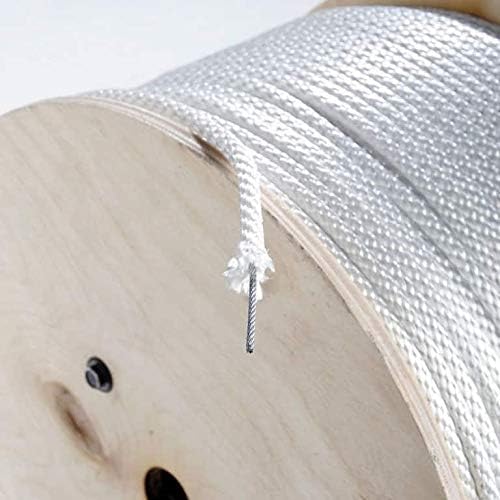 Ravenox Reinforced Flagpole Halyard Rope | (5/16-in x 50-ft) | USA Made | Solid Braid Polyester Line with Galvanized Aircraft Wire Cable Core |Berry Compliant |Stays Round Over Pulleys | by The Foot