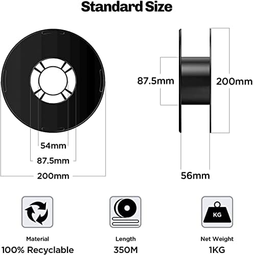Generic PLA Filament 1.75mm, 3D Printer Filament 1KG, +/- 0.02mm, 2.2 LBS, Green (B1KG-UK)