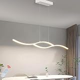 22W Pendelleuchte Schwarz, Hängelampe Esstisch Modern Design Hängeleuchte, Dimmbar mit Fernbedienung Pendellampe Höhenverstellbar, für Wohnzimmer, Küche, Esszimmer, Esstisch, Büro (Weiß, 100CM)