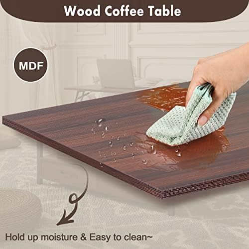Ej.Victor Coffee Table, Lift Top Coffee Table with Storage Shelf and Pop up Adjustable Lift Tabletop, 41.7" Wooden Coffee Tables for Living Room with 2 Drawers and Hidden Compartment(Espresso)