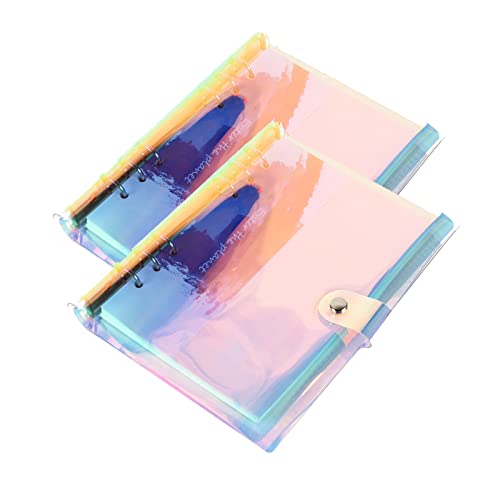 2 Pièces Couverture de Carnet de Planificateur en PVC Souple Enveloppes à Reliure PVC A6 Protège-cahier A6 en Soft pour Papier Rechargeable, Feuilles Volantes/ Couleurs Arc-En-Ciel Cover