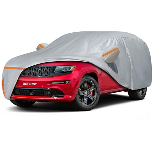 Image of Car Cover for 2010-2024 Jeep Grand Cherokee, Waterproof Custom-fit All Weather Sun Rain UV Dust Snow Protection Outdoor Full Car Cover with Door Zipper and Cotton Lining-Gray