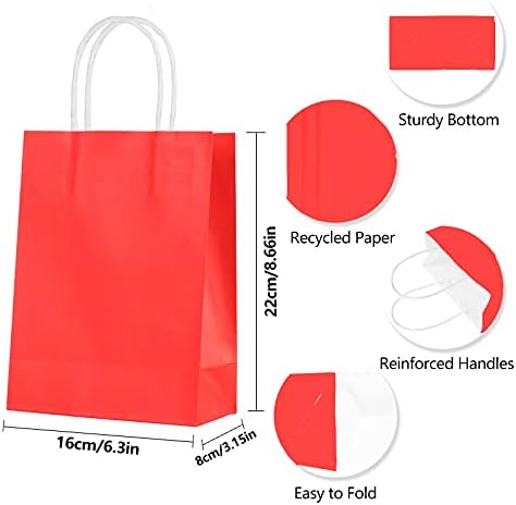 Ywinler 24 Pieces Paper Party Bags, 8 Colors Small Gift Bags Party Bags with Handles 22 * 8 * 16 cm for Halloween Christmas Kraft Bags or Kids Party