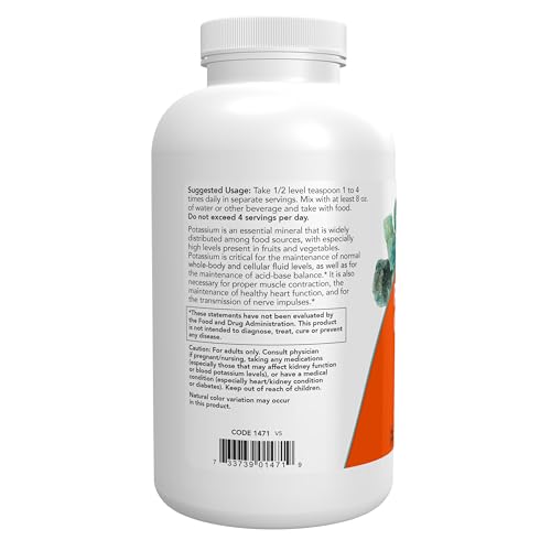 NOW Foods Supplements, Potassium Gluconate Pure Powder 175 mg, Essential Mineral*, 1-Pound