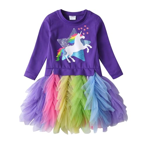 VIKITA Toddler Girls Sweatshirt Tutu Dress Soft Cotton Long Sleeve Party Tulle Dresses for Age 2-8 Years