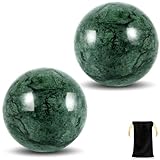 Learay 2Pcs Baoding Balls, Baoding Balls for Hand Therapy, Chinese Health Exercise Massage Balls with Carry Pouch for Stress Relief Meditation Ball(Green/1.57 inch)