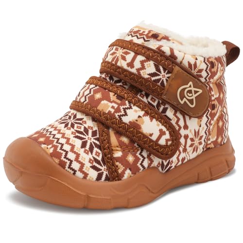 LeIsfIt Toddler Winter Boots Brown Faux Fur Size 7