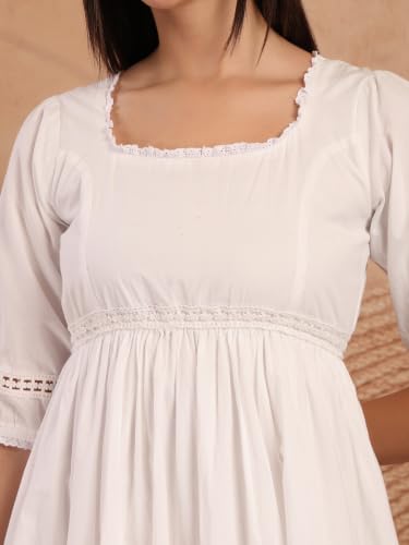 Image of COTLAND Fashions Breathable Cotton Printed A-Line Midi Dress for Women