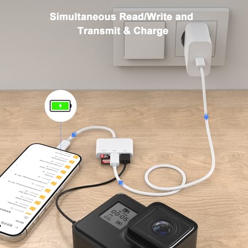 USB C SD Card Reader with USB 3.0 Port & Charging Port, FUHAYA 4-in-1 USB Type C to Micro SD/SD Card Reader OTG Adapter Compatible for iPhone 15/15 Pro/15 Pro Max/15 Plus, Galaxy S24 S23 S22, iPad Pro - Thumbnail 4