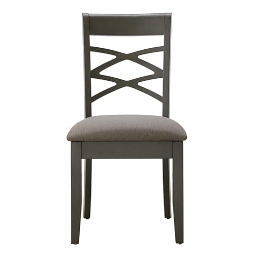 Leick Home 10184-Gsmh Wood Double Cross Back Dining Chair, Set Of 2, Graystone/Moss Heather #TOP4