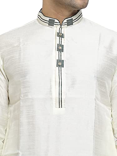 Image of ITOS365 Men's Tunic Art Silk Kurta Pajama and Scarf Suit Set Indian Clothing Wedding Party Dress Gifts Items