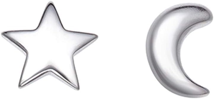 925 Sterling Silver Star Moon Studs Earrings for Women Teen Girls 8mm Small Star Earrings