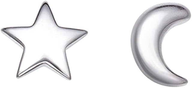 SLUYNZ 925 Sterling Silver Star Moon Studs Earrings for Women Teen Girls Tiny Heart Studs Earrings