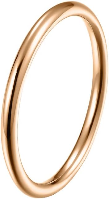 Unisex 2MM Stainless Steel Classic Simple Dome Glossy Plain Stackable Ring Four Colors