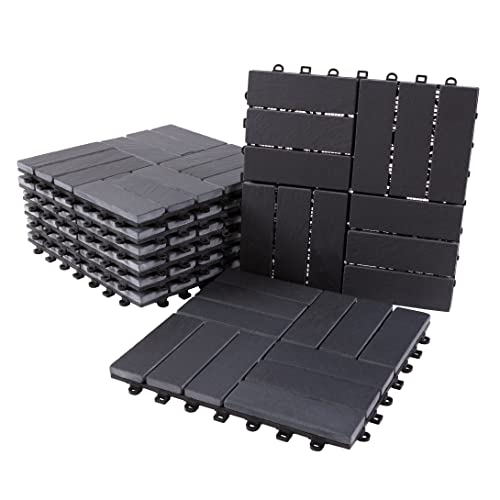 BodenMax 8-er Set Klickfliesen Terrasse Balkon Boden Gehwegplatten Naturstein SCHIEFER | Barock Mosaik| 30cm x 30cm Cover