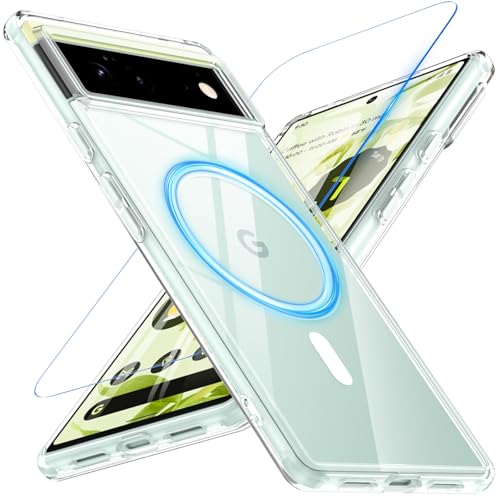 Coque Google Pixel 6 compatible MagSafe avec protection écran et dos mat transparent