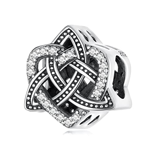 Abalorio de plata 925 de nudo irlandés vintage para pulseras de mujer