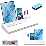 Schreibtisch Whiteboard aus Glas mit Stauraum,Schreibtisch Organizer, Trockenwisch Memoboard inkl. 2 Markern To Do Liste, Notizblock und Tastaturständer für Homeoffice, Büro und Schulbedarf (Grau)