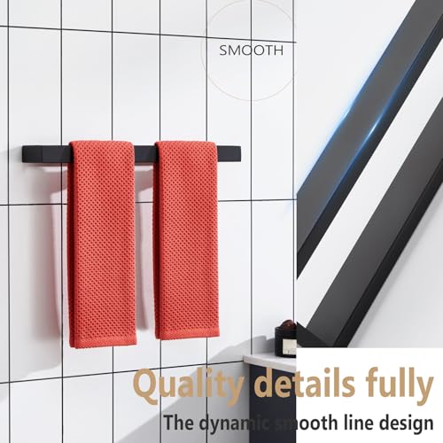 Image of KOKOSIRI Towel Bar Matte Black Bath Towel Holder 16-Inch Kitchen Rack Stainless Steel for Bathroom Hardware Wall Mounted, 1 Pack B4008BK-L16