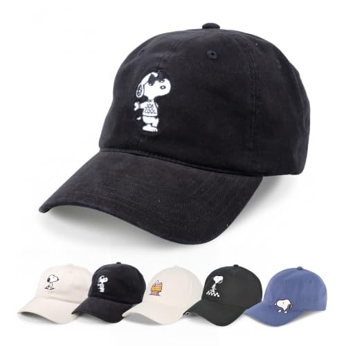 Peanut Snoopy Hat for Women and Men | Black | Adjustable One Size fits All Peanut Hats | Embroidered Cotton Snoopy Logo