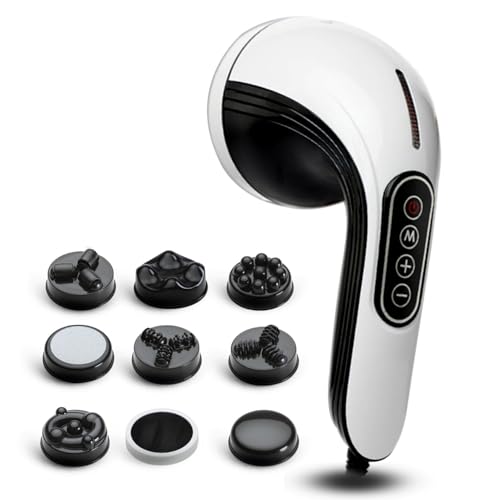 AGARO MARVEL Electric Handheld Full Body Massager with 8 Massage Heads, 5 Mode & 6 Speed Settings (White), Back, Leg & Foot.