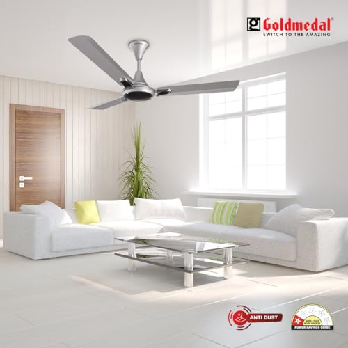 Image of Goldmedal Senora 1200 mm BEE Certified Star Rated Decorative Ceiling Fan | Anti Dust| High Air Delivery| High RPM | 2 years Warranty (Grey Goose)