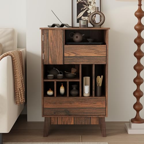DEZAGCE Commode en bois de style japonais - Armoire de rangement avec tiroirs et compartiments - Organiseur vintage pour salle de bain, cuisine et salon - 80 x...