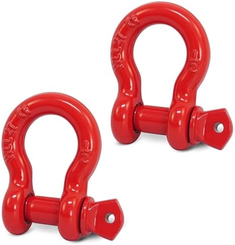 Krytonel 2 Pack Red D Ring Recovery Shackles 1/2" with 9/16" Screw Pin