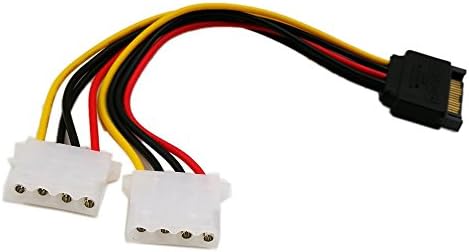 zdyCGTime 6 Inch Sata 15-Pin Male to Dual 4 Pin Molex Lp4 Female IDE Hard Drive Power Y-Adapter Converter Cable,Male to Female for 12V/5V IDE HDD DVD