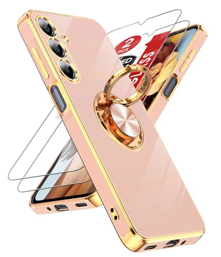 Coque Galaxy A16 5G béquille magnétique et anneau rotatif 360 antichoc rose