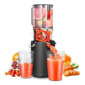 AOBOSI Juicer Machines 126MM Large Feed Chute for Whole Fruits and Vegetables, Cold Press Juicer with Upgraded Auger Engine, Automatic Cutting and Triple Filtering Techs, Black