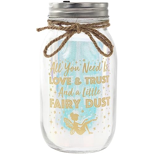 Image of Lesser & Pavey LED Light Up Firefly Glass Mason Fairy Jar Birthday Gift Little Fairy Dust