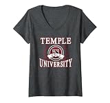 Womens Temple Owls Laurels Dark Heather Officially Licensed V-Neck T-Shirt