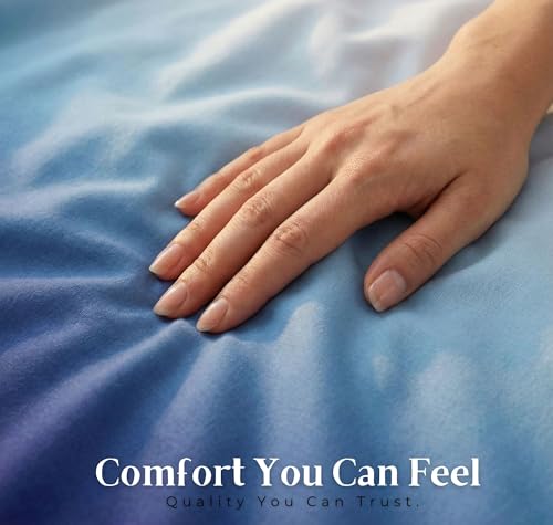 Image of VAS COLLECTIONS 300 TC Cotton Double Bedsheet for Super King Bed (108x108 in) | 7D Digital Printed Solid Bedsheet with 2 Pillow Covers | Soft, Wrinkle Packaging | Blue Shade